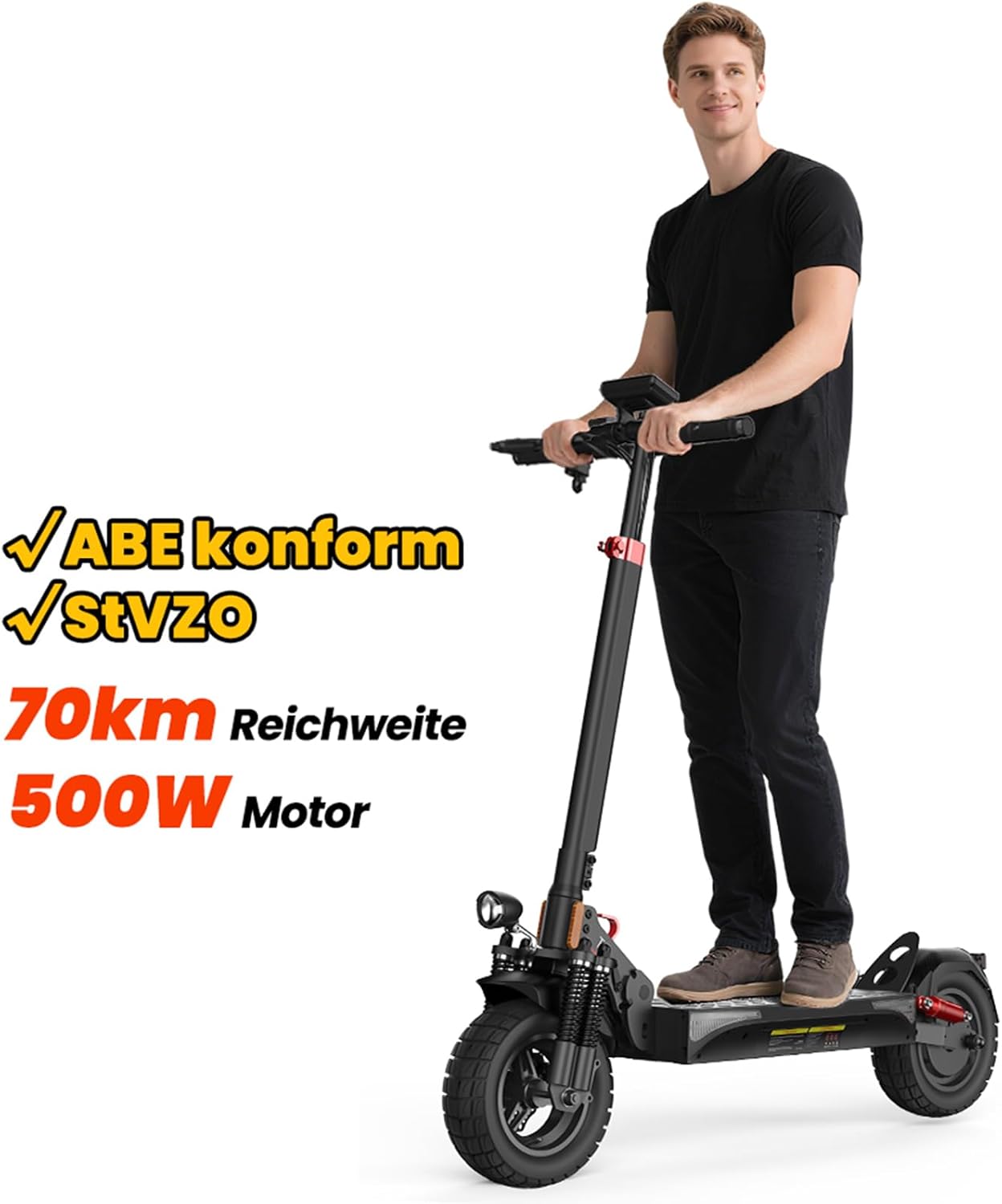 E Scooter mit Straßenzulassung,8,5丨10 Zoll Elektroroller mit 7,5丨12,5AH Batterie Max 70丨30KM Reichweite,Duales Bremssystem E Roller für Erwachsene Pendeln und Geländefahrten – Bild 8