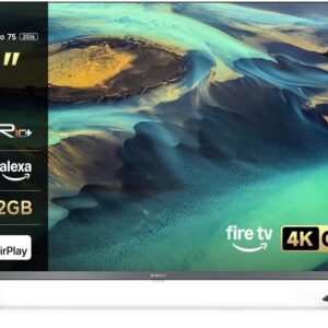 Xiaomi TV F Pro 75 (190 cm), 4K UHD QLED, Smart TV, Fire OS8, Triple Tuner DVB-C/S/S2/T/T2, HDR10+, 60Hz with 120Hz Game Boost Mode, MEMC, Voice Control with Alexa, 2GB + 32GB, Compatible with Apple AirPlay