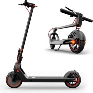 300 W Electric Scooter for Adults, 10.4 Ah Battery with 25 km Range & Max 20 km/h, 8.5 Inch Honeycomb Tyres + Double System Brakes, LED Light/Indicator/App Control, Wide Pedals – Ideal for Commuting/City Traffic