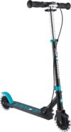 Globber Flow Element Junior Lights – Foldable Scooter with 2 Wheels with Rear Brake, Adjustable Handlebar and LED Lights, for Children from 4 Years – Turquoise