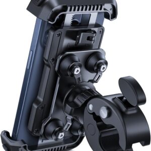 Lamicall Motorcycle Mobile Phone Holder, Mobile Phone Holder Bicycle – [2026 Double Vibration Dampened] Mobile Phone Motorcycle Holder, 360° Rotatable Handlebar Mount for iPhone 17 16 15 Pro Max Samsung 4.7-6.8 Inch Smartphone