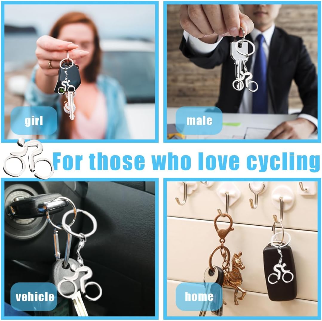 Bicycle Keyring, Bicycle Rider Key Pendant, Metal Bicycle Road Bike, Creative Gifts for Men, Women & Children (Silver) – Bild 6