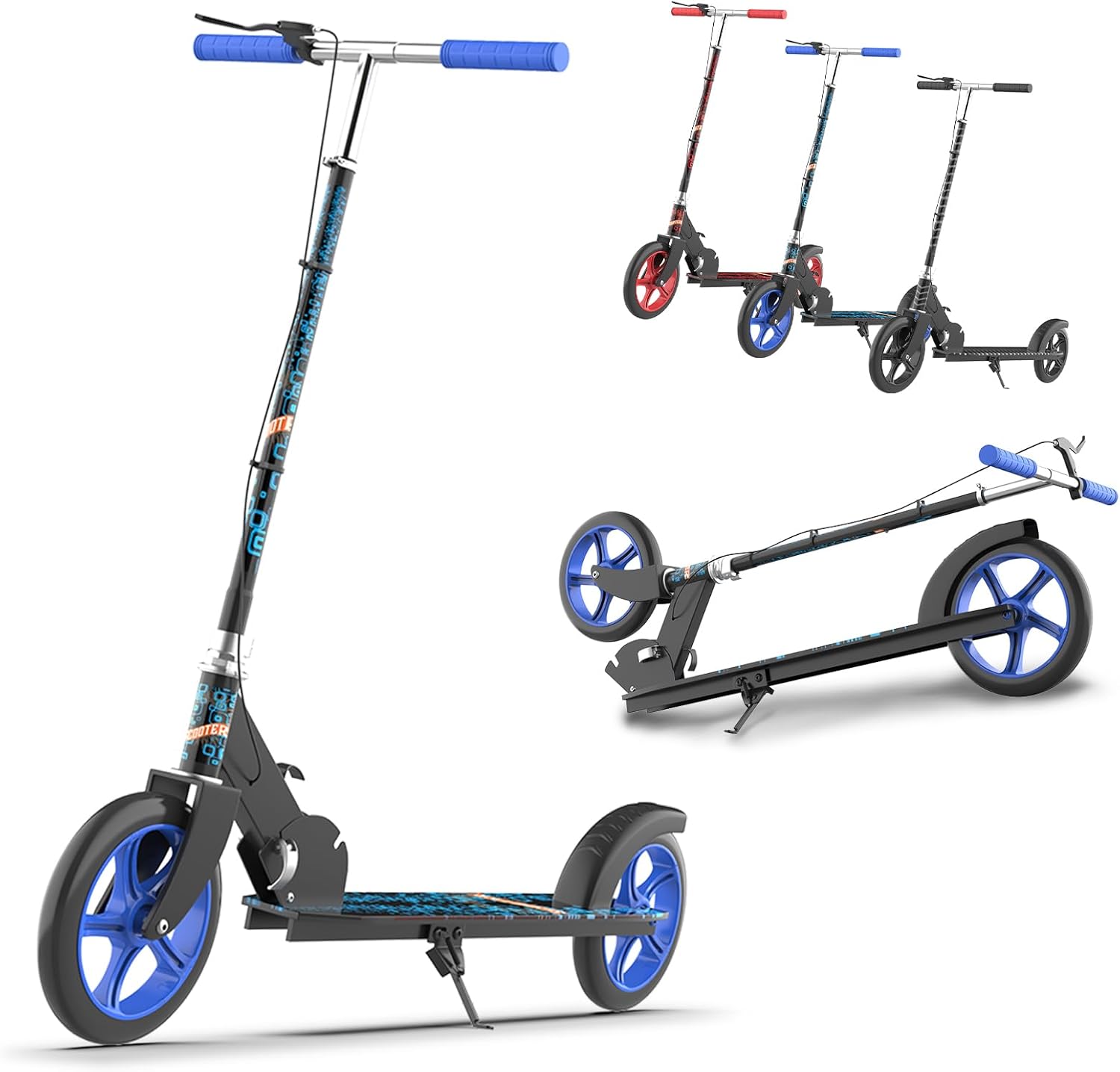 Kinderroller, Scooter für Kinder ab 6 Jahre, Klappbarer Cityroller mit Handbremse, ABEC-7 Kugellager, 3-Fach Höhenverstellbar, Aluminium Tretroller für Jungen & Mädchen