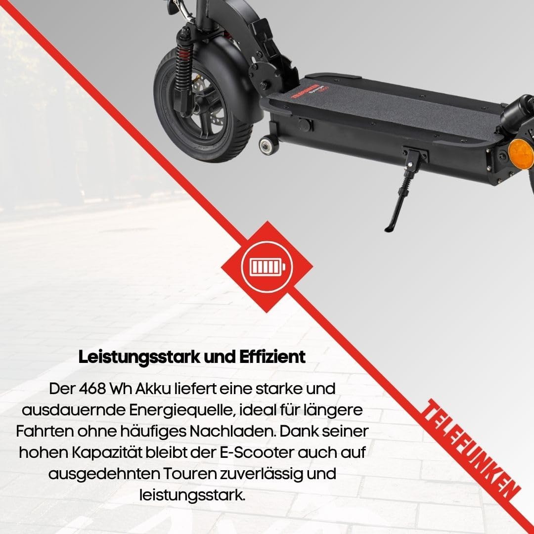 Telefunken Synergie S950 E-Scooter with Road Approval ABE Full Suspension Electric Scooter with 50 km Range, 10 Inch Pneumatic Tyres and Disc Brakes – Bild 5