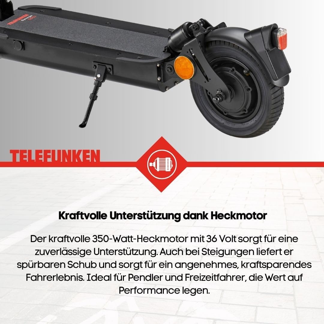 Telefunken Synergie S950 E-Scooter with Road Approval ABE Full Suspension Electric Scooter with 50 km Range, 10 Inch Pneumatic Tyres and Disc Brakes – Bild 4