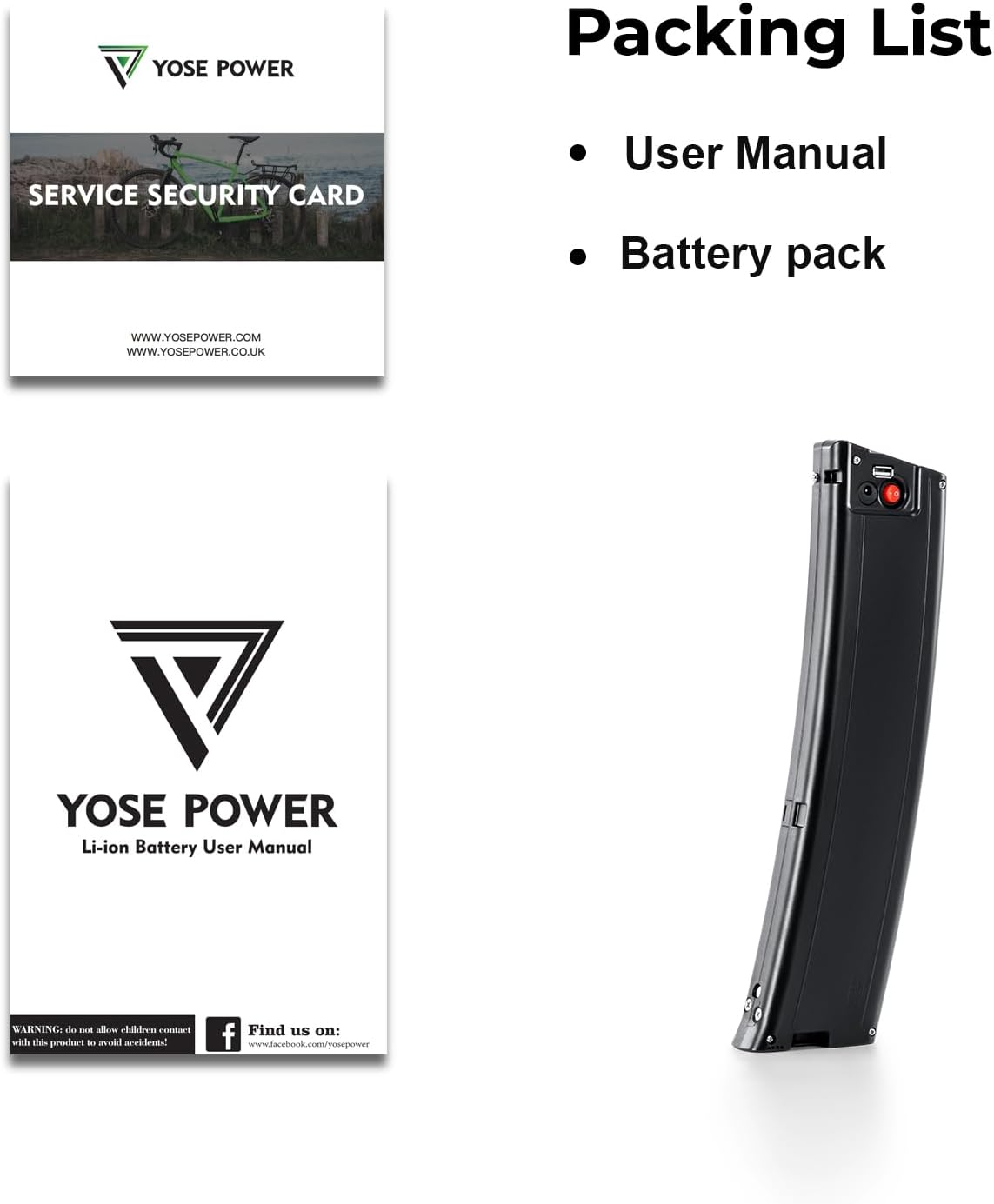 YOSE POWER Folding Bike Replacement Battery 36 V 10.5 Ah In-Frame Battery for 36 V 250 W / 350 W / 500 W Motor with USB Suitable for Reention Rapier IR III, DeHawk, Emina Bike – Bild 7