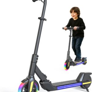 Foldable Electric Scooter for Kids (6-14 Years) – Top Speed 16km/h, 8km Range, 7″ Front Wheel with Self Light Function, 6″ Full Wheel Rear
