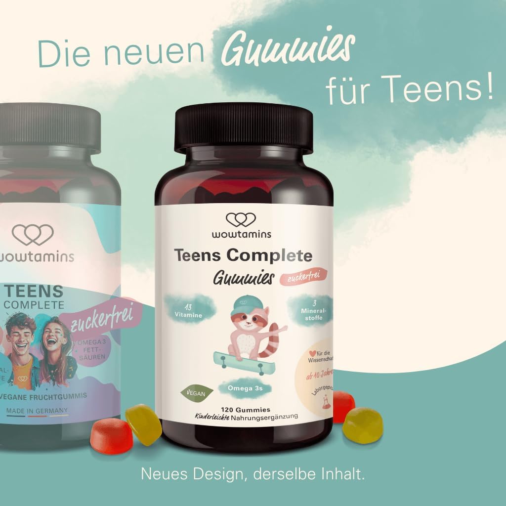wowtamins Teens Complete Sugar-Free - Vitamins for Teenagers (30 Day Supply) - Multivitamin Gummies with Omega 3 - Dietary Supplement for the Immune System with Vitamin C, D3, B12, Zinc & More – Bild 2