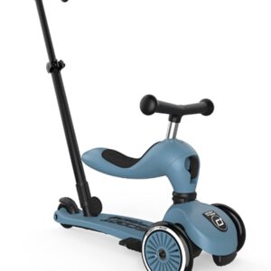 Scoot & Ride Highwaykick 1 Push and Go Kickboard with Seat Children’s Scooter 2-in-1 Balance Bike with Handlebar from 1 2 Years Grows with Your Child Height Adjustable Tool-Free