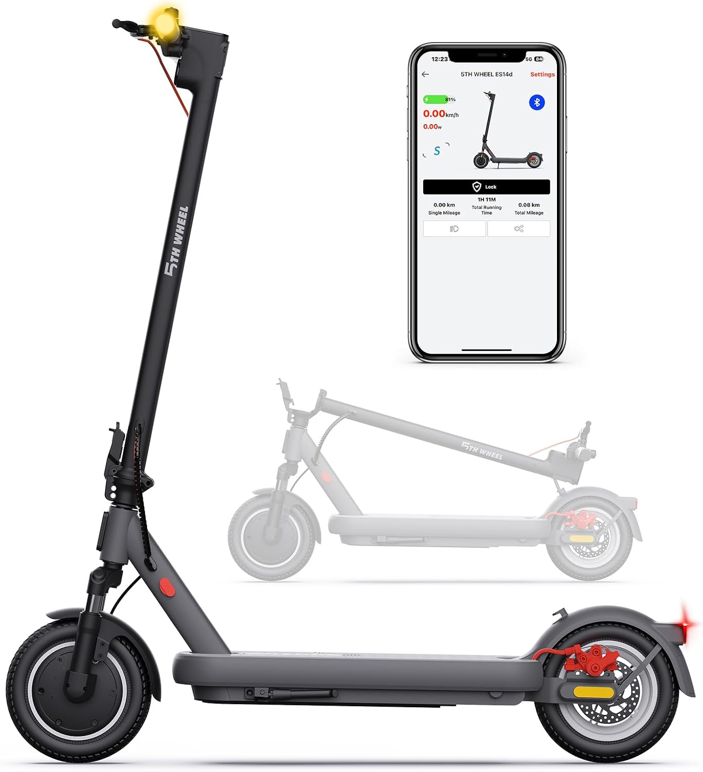 E Scooter with Road Legal, 10 Inch E Scooter, Max 32 km/40 km Range 20 km/h, Electric Scooter up to 120 kg, Indicator, App Connection, Quadruple Shock Absorption, Dual Brake System E Scooter for