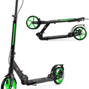 COSTWAY Kick Scooter with Bell and Stand, Scooter Height Adjustable, Folding Scooter City Scooter up to 100 kg Load Capacity Scooter with Carry Strap for Children and Adults