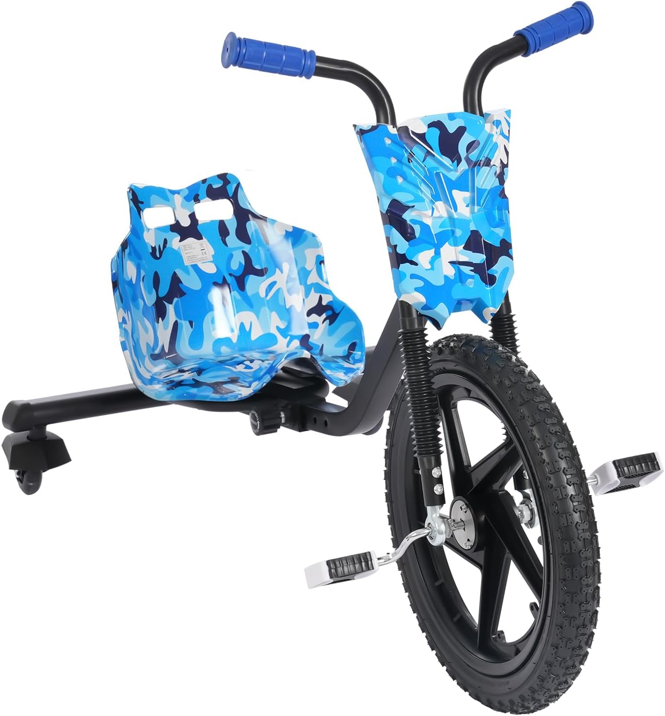 Drift Scooter, Children's Drift Scooter, 90 x 68 x 60 cm, Pedal Scooter Drifts Cart, Load Capacity 80 kg Adjustable, Children's Pedal Tricycle Can Be Used for Children from 6 Years (Blue Panel) – Bild 2