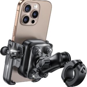 Lamicall Mobile Phone Holder Motorcycle, Bicycle Mobile Phone Holder – [All Metal & Ideal for Videos] Vibration-Dampened Mobile Phone Holder Motorcycle, Handlebar Holder with Extension Arm, for iPhone 17/16, 4.7-7.2 Inch