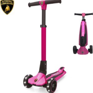 Lamborghini Children’s Scooter for Children from 3 Years up to 50 kg, Tricycle Children’s Scooter with LED Wheels, Height Adjustment, Foldable Children’s Scooter from 3 Years, Children’s Scooter from