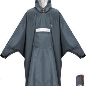 ANYOO Lightweight Waterproof Rain Poncho Rain Jackets with Sleeves Ventilated Multi-Purpose Raincoat with Hood Protective Blanket Shelter Tarpaulin for Outdoor Camping Hiking Fishing, One Size