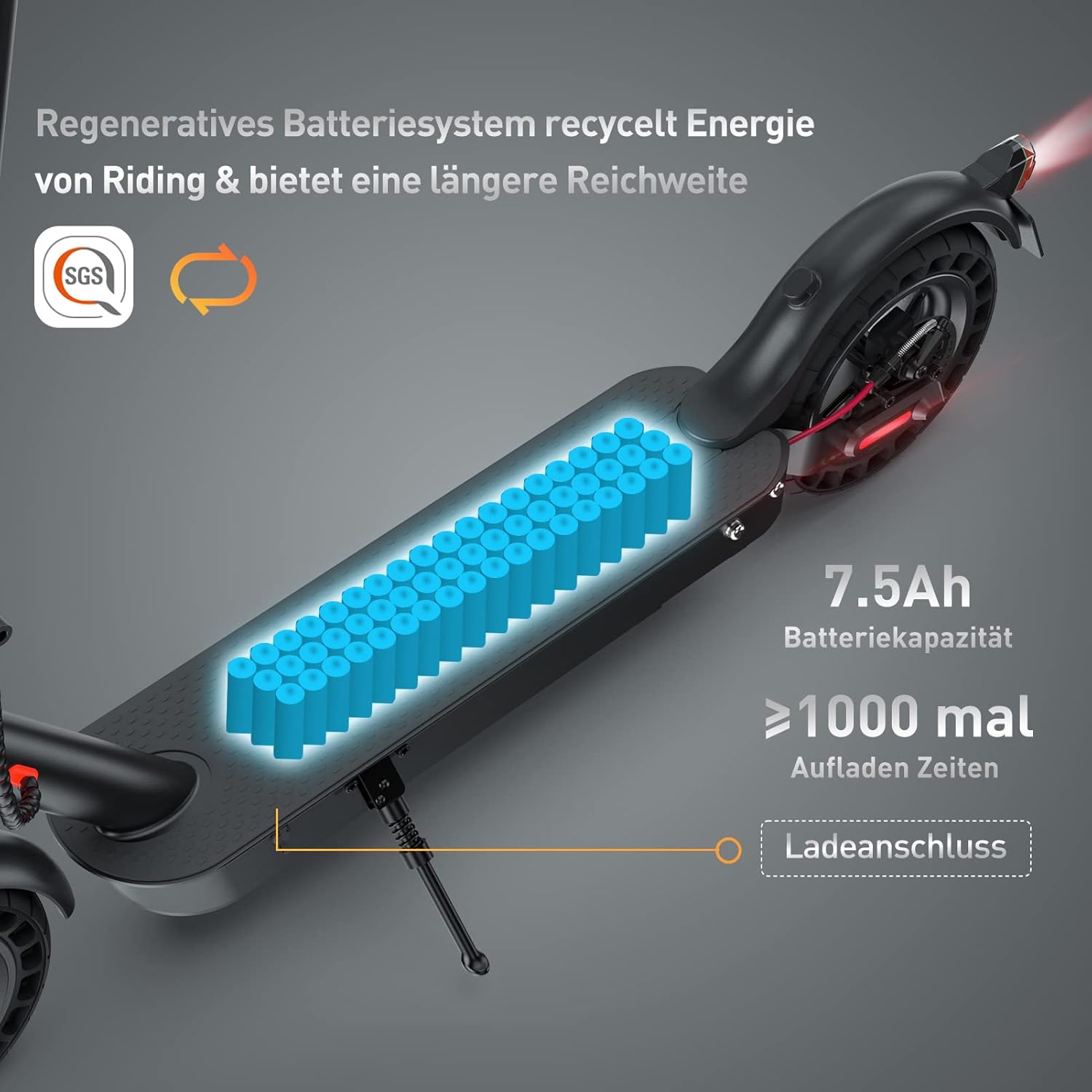 E Scooter with Road Legal, 40 km Range, 10 Inch Honeycomb Tyres, High-Quality Suspension, ABE Electric Scooter, 20 km/h, Dual Brake System, Max Tyres, Electric Scooter for Adults – Bild 4