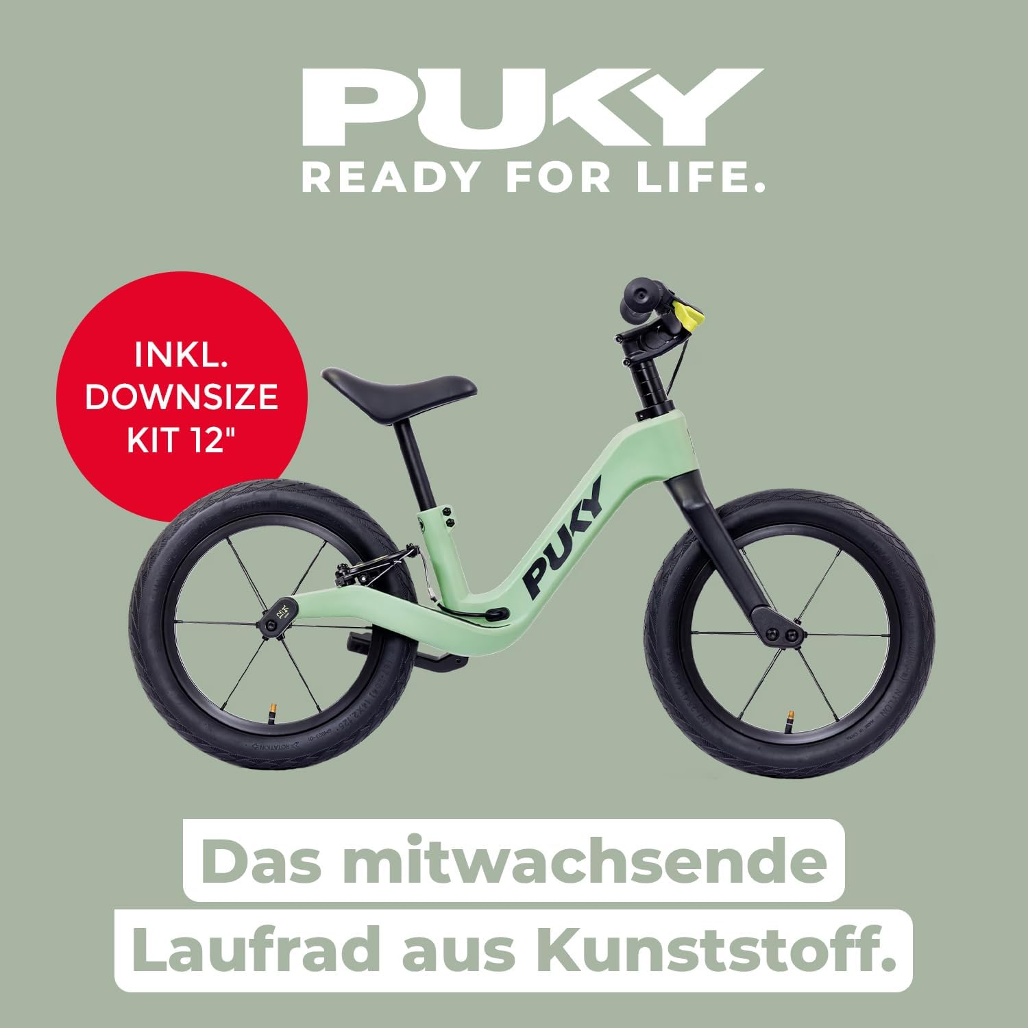 PUKY Next Set 12 Inch & 14 Inch Green/Black | Growing Balance Bike 2-6 Years | Children's Balance Bike from 2 Years | Balance Bike | FlipChip Wheels | Height Adjustable – Bild 2