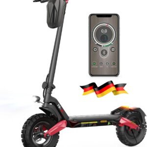 E Scooter with Road Legal, 80-100 km Range, 48 V 15 Ah, 10 Inch Offroad Pneumatic Tyres, ABE Electric Scooter with Double Shock Absorption, Foldable E Scooter, Off-Road Load