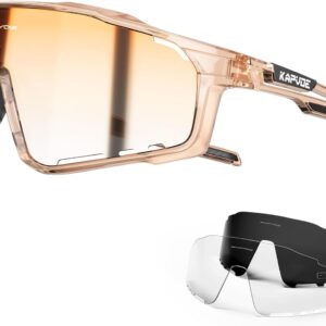 KAPVOE Polarised Cycling Glasses Men Women Road Bike Glasses 3 Interchangeable Lenses TR90 Frame Sports Sunglasses UV400 Protection Cycling MTB Cycling Glasses Running Volleyball Baseball Golf Hiking