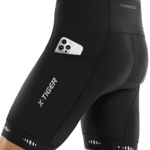 X-TIGER Men’s Cycling Shorts with 5D Seat Padding, Breathable Quick-Drying Cycling Shorts with 3 Pockets