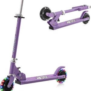 COSTWAY Children’s Scooter, Scooter with LED Wheels, Foldable Handlebar, Height Adjustable Children’s Scooter, City Scooter, Kick Scooter for Boys and Girls from 3 Years