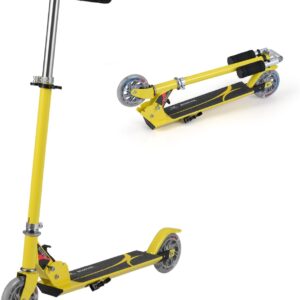 GYMAX Foldable Children’s Scooter, Children’s Scooter with LED Luminous Wheels, 3 Height Adjustable, up to 70 kg Load Capacity, Kick Scooter for Boys and Girls from 4 Years