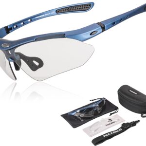 ROCKBROS Cycling Glasses, Self-tinting Glasses Sunglasses for Men Women UV 400 with Headband Outdoor Sports for Glasses Wearers Driving Running MTB