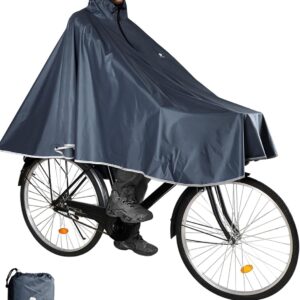 Anyoo Waterproof Cycling Rain Poncho Portable Lightweight Rain Jacket with Hood Bicycle Compact Rain Cape Reusable Unisex for Backpacking Camping Outdoors