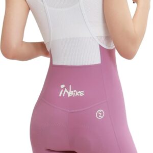 INBIKE Women’s Cycling Bib Shorts Cycling Shorts Padded Summer with Pocket Breathable High Waist Reflective Cycling Shorts with Straps for Road Bike MTB Cycling