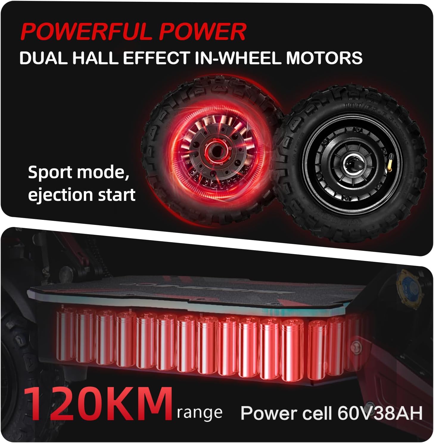 HWWH S5 Offroad Electric Scooter Adult Offroad Scooter Fast NFC Starts 11 Inch Double Motor Double Hydraulic Suspension 200 kg Load Capacity 120 km Max Range – Bild 4