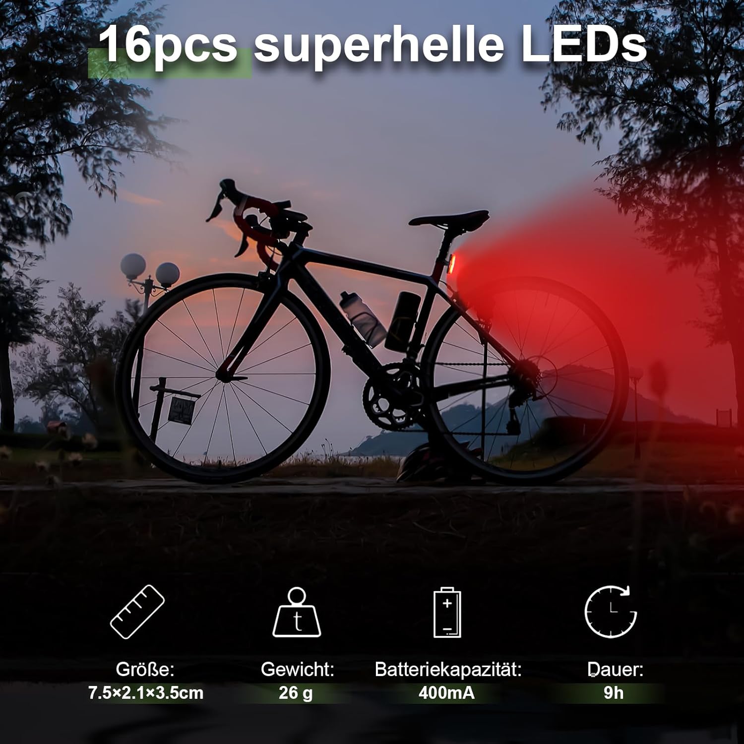 toptrek Rear Light Bicycle Visibility Range 200 Metres, Rear Light Bicycle LED StVZO Approved Bicycle Rear Light USB-C Rechargeable Battery Bicycle Light Rear IPX5 Waterproof for Road Bike, MTB, – Bild 3