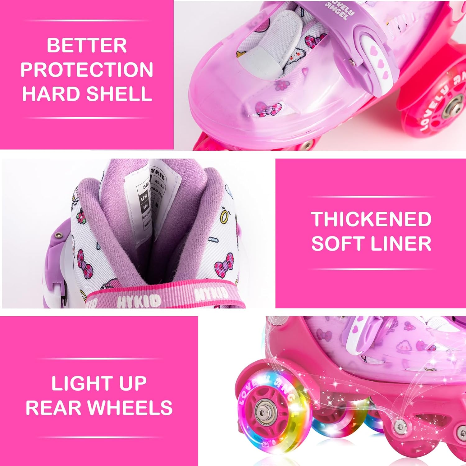 Children's Roller Skates, 4 Adjustable Sizes, Stable and Safe 3-Point Construction, Girls' Roller Skates for Beginners with Breathable Outer Material, Lightweight and Fun – Bild 5