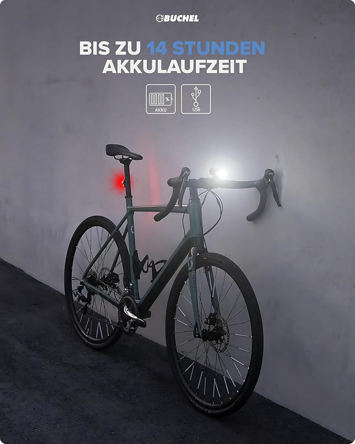 Büchel BLC 720 Fahrradlichter Set I 70/30/15 Lux I StVZO zugelassen mit bis zu 14h Akkulaufzeit I Aufladbares Fahrrad licht LED für vorne + hinten I Rücklicht Fahrrad, fahrradlicht vorne I Micro-USB – Bild 5
