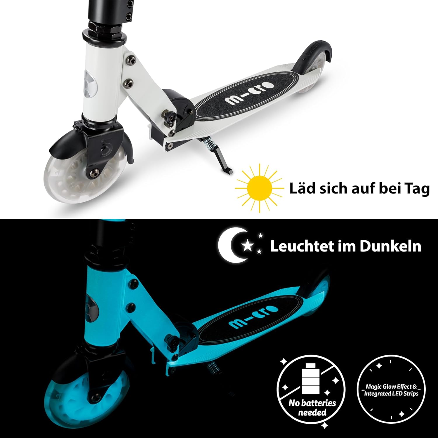 micro™ Sprite LED Children's Scooter | The Original | Children's City Scooter with LED Wheels | Foldable and Height Adjustable | From 5 Years | Scooter with Safety Vest – Bild 2