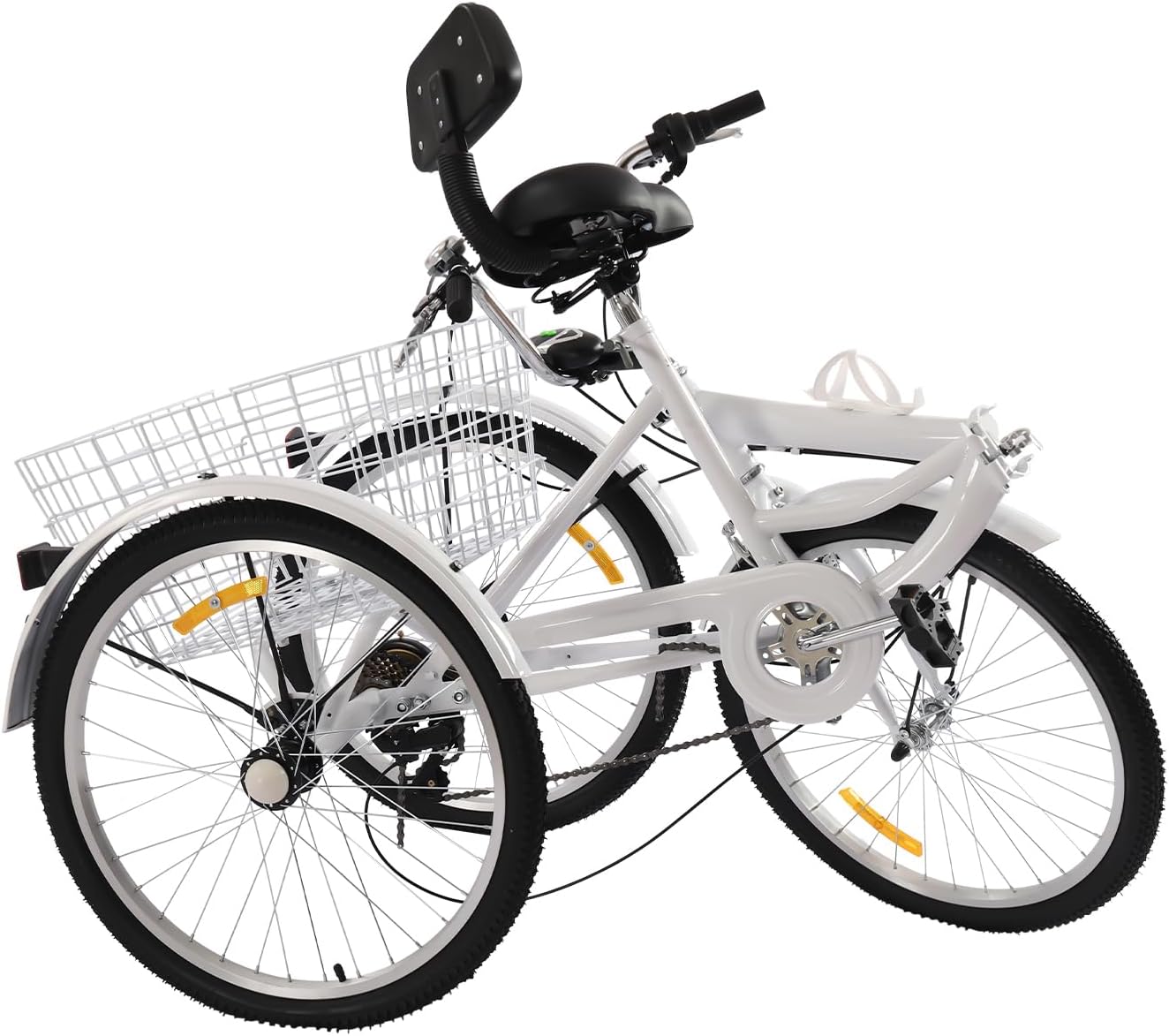 24 Inch Tricycle for Adults, Foldable Carbon Steel 3-Wheel Bicycle, 7-Speed Adult Bicycle with Drink Holder and LED Lights, Adjustable Seat, Suitable for Adults Use – Bild 4