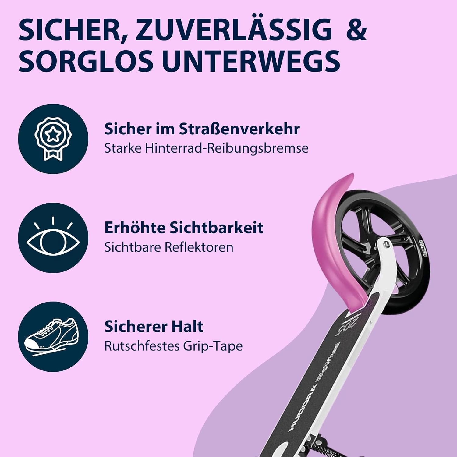 HUDORA BigWheel Pure Scooter - Sturdy Aluminium Scooter with Stand - Height-Adjustable & Foldable City Scooter for up to 100 kg - Scooter for Teenagers and Adults – Bild 5