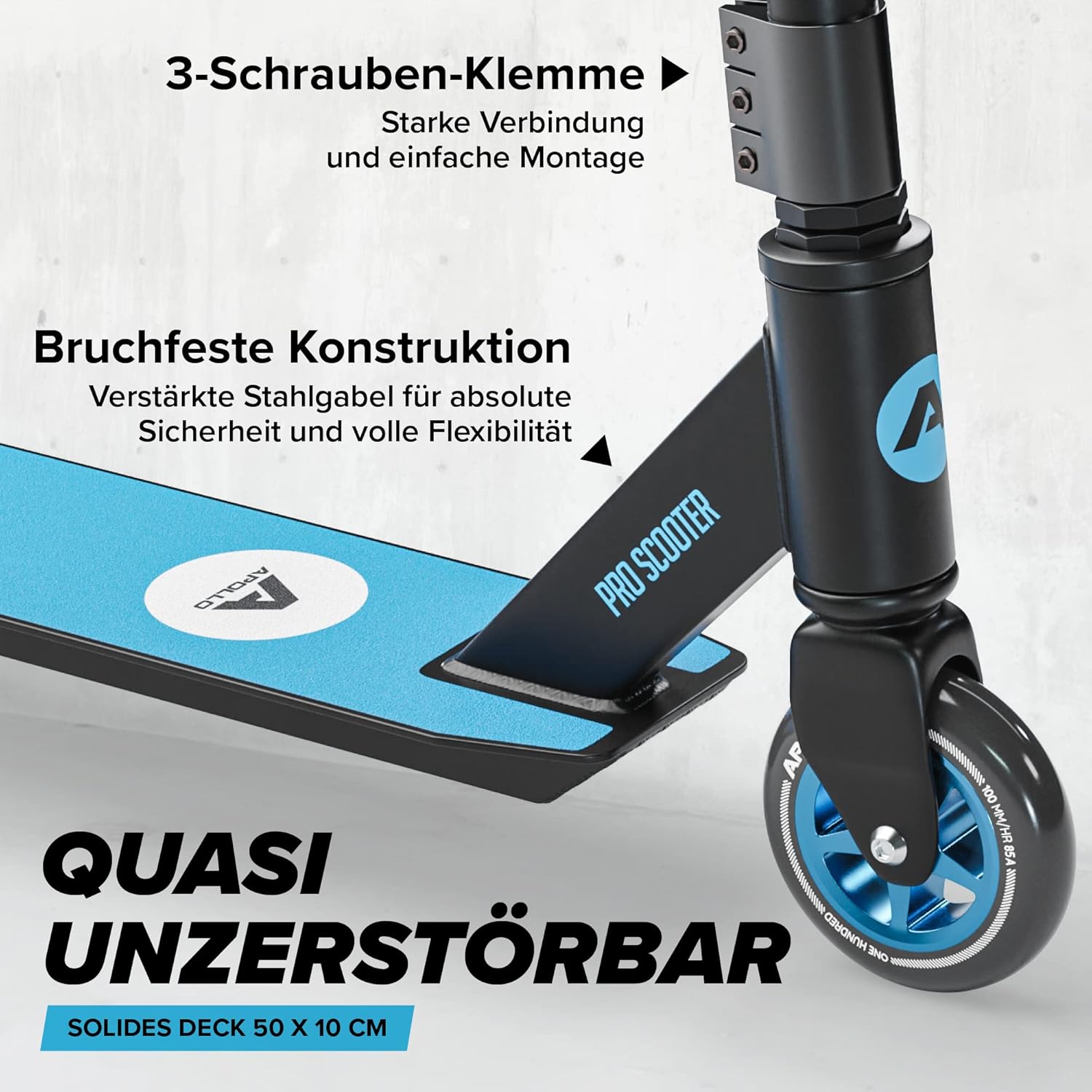 Apollo Genius Pro Stunt Kick Scooter, Robust and Fun Kick Scooter with ABEC 9 Bearings for Children from 6 Years – Bild 4