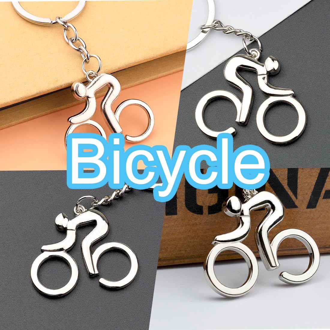 Bicycle Keyring, Bicycle Rider Key Pendant, Metal Bicycle Road Bike, Creative Gifts for Men, Women & Children (Silver) – Bild 4