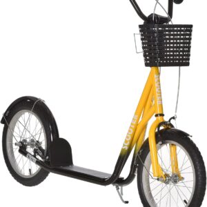 Homcom Children’s Scooter with Brake Basket Height Adjustable for 5-12 Children Scooter Kickboard Aluminium Alloy Rubber 139 x 58 x 90-96 cm