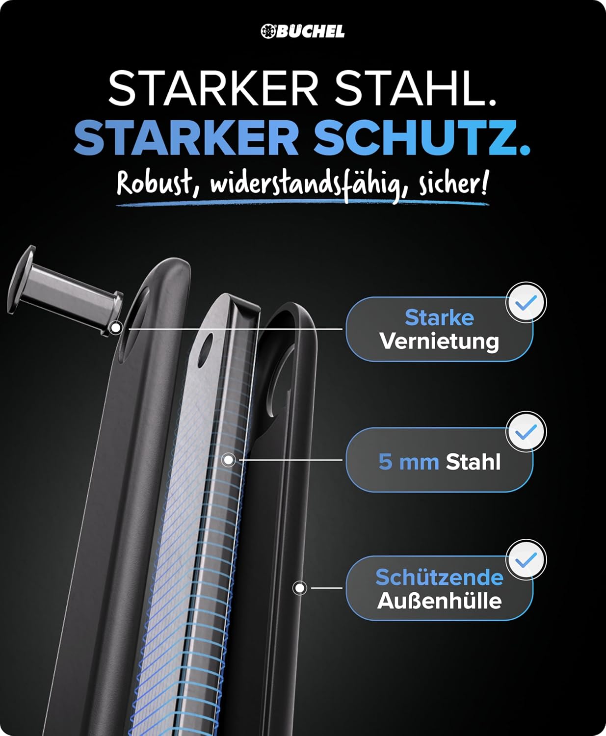 Büchel Sekura 60503853 Folding Lock for Bicycle and Motorbike 85 cm Black – Bild 3