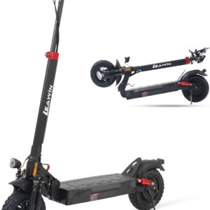 E Scooter with Road Approval T4, Max 20 km/h, 48 V 600 Wh, 10 Inch E Scooter for Adults, LED, 50 km Range, Double Shock Absorption