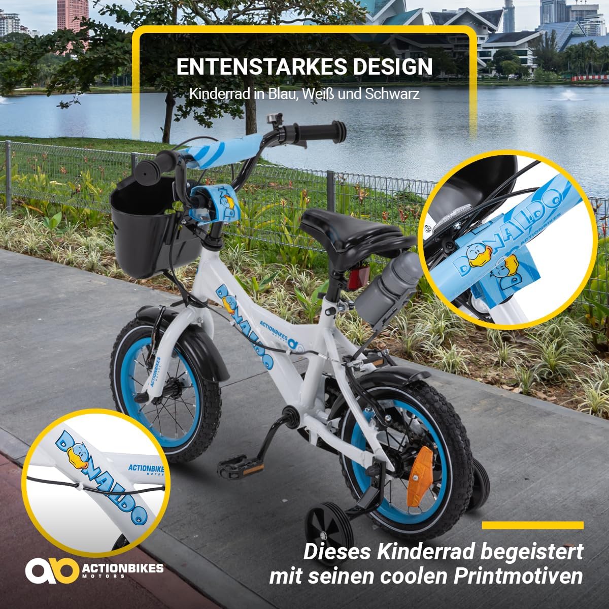 Actionbikes Kinderfahrrad | 12 16 20 Zoll - V-Brake Bremsen - Fahrrad für Kinder von 2-9 Jahren - Schutzblech v. / h - Kinder Fahrrad für Mädchen & Jungen - Fahrräder - Bicycle - Kinderrad - Bike – Bild 3
