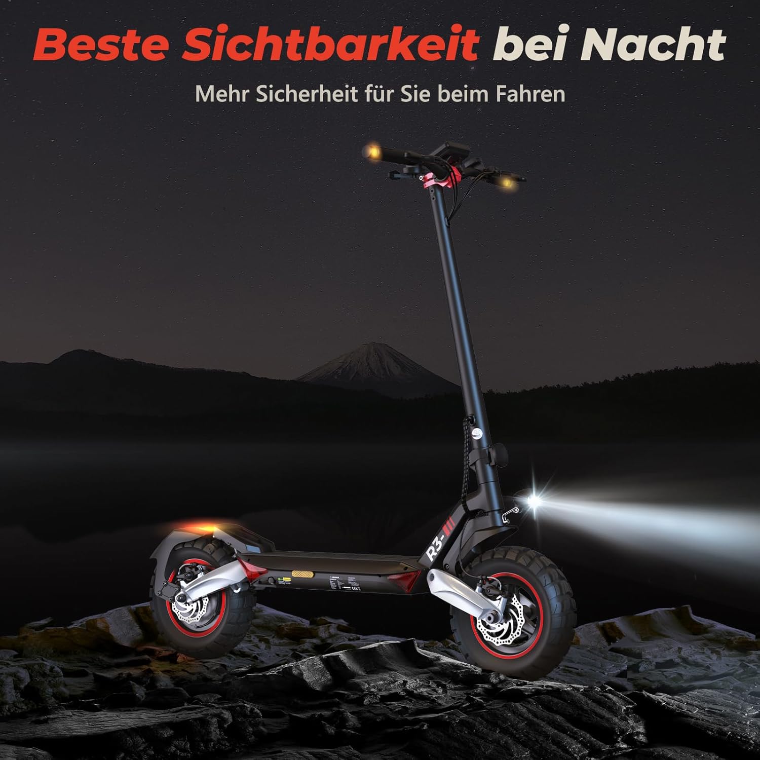 E Scooter with Road Approval, 10 Inch Off-Road Tyres, 500 W Motor, Max 80-100 km Range, Comfortable Damping & Indicator (EMark), App Control, E Scooter for Adults – Bild 9