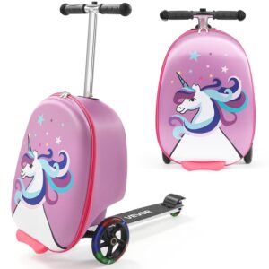 VEVOR Scooter Suitcase, 20L Capacity, Travel Suitcase with Flash PU Wheels, TPR Non-Slip Handle, Max Weight Capacity 50kg, Kids Suitcase, Hand Luggage, for Ages 5 and Above, Purple