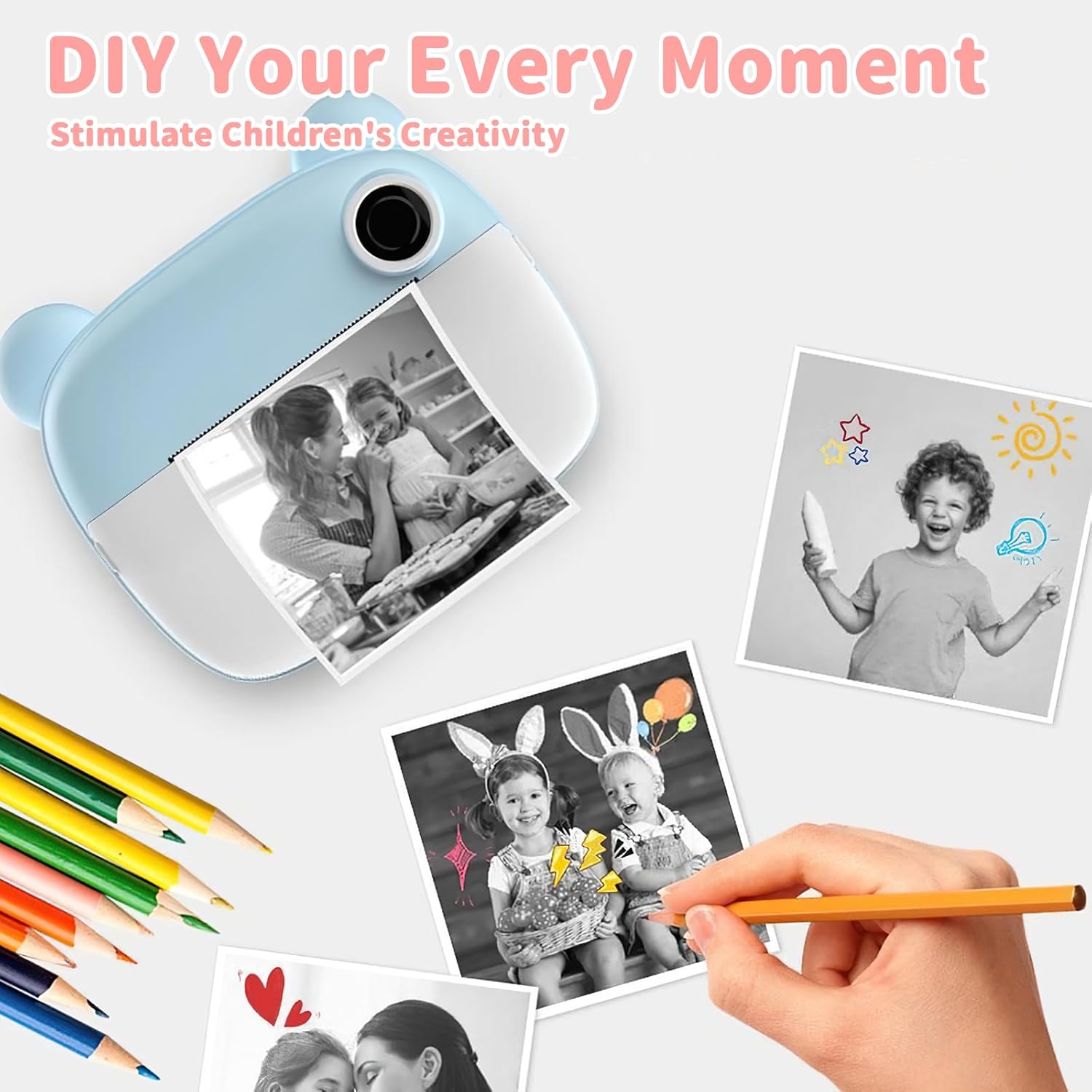 Thermal Paper for Children, Instant Camera 15 Rolls Thermal Paper Children's Camera, Thermal Printer Paper White, Refill Printing Paper, Thermal Papers for Scrapbooking, Photos, Notes, Labels (57 mm x 500 mm) – Bild 3