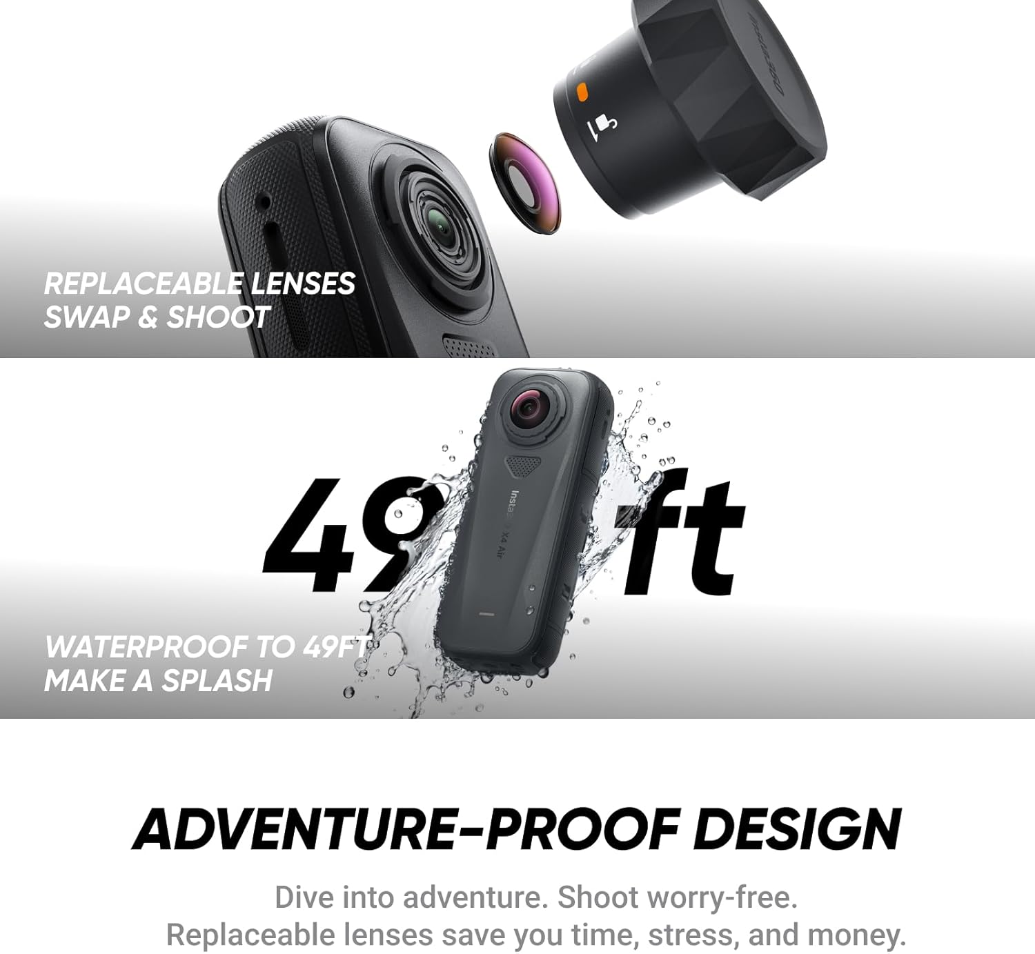 Insta360 X4 Air Road Bike Bundle (Modular) - 165g Lightweight 8K 360°Camera Invisible Selfie Stick Interchangeable Lenses First Record & Then Align Integr. Wind Protection, Stabilization, AI Machining – Bild 6
