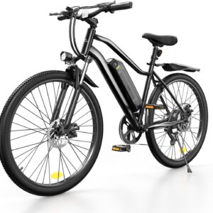 Finbike E Bike 26 Inch Electric Bicycle 36 V 10.4 Ah Replaceable Battery, 100 km Quick Charge EBike with 7 Gears and Double Disc Brake, E Mountain Bike for City, Durft, Everyday Mobility