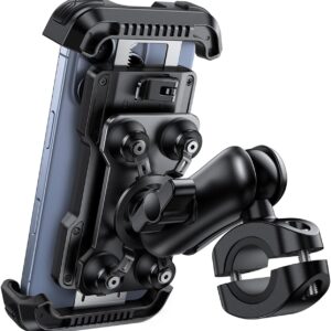 Lamicall Mobile Phone Holder Motorcycle Mobile Phone Holder Bicycle – Metal Extension Arm [Double Vibration Dampened] Mobile Phone Motorcycle Mount Anti-Theft 720° Rotating Handlebar Holder for iPhone 17/16/15