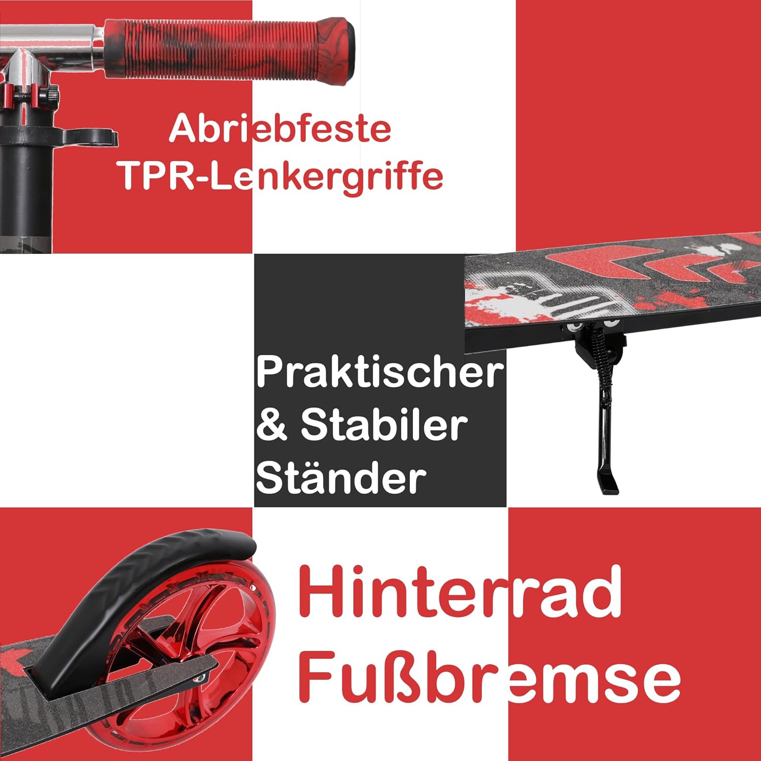 Habib Gruppe Kick Roller Children's Scooter - Foldable, 4 Levels Height Adjustable, XXL Wheels, Maximum Load 100 kg, Kick Scooter City Scooter for Large and Small – Bild 3