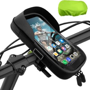 CNMTCCO Mobile Phone Holder Bicycle Waterproof Mobile Phone Holder Motorcycle with Rain Cover 360° Rotatable Bicycle Mount Handlebar Bag for 7 Inch Smartphone
